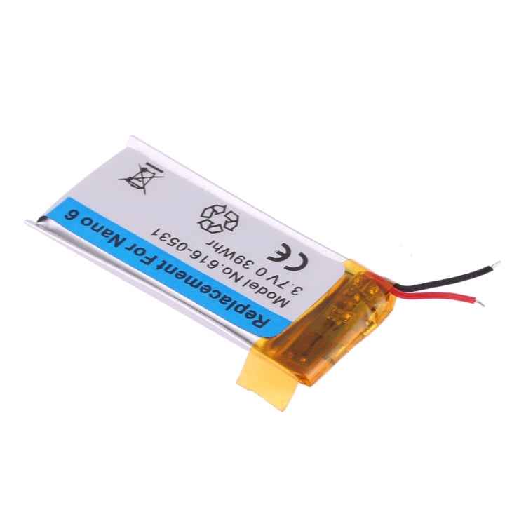 3.7V 0.39Whr For iPod nano 6 Rechargeable Replacement Li-polymer Battery, For iPod nano 6