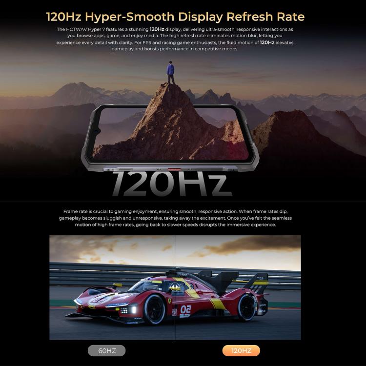 HOTWAV Hyper 7 Rugged 5G Smartphone with 8GB RAM, 256GB Storage, 10800mAh Battery, and 6.6" Display