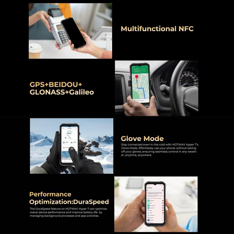 HOTWAV Hyper 7 Rugged 5G Smartphone with 8GB RAM, 256GB Storage, 10800mAh Battery, and 6.6" Display