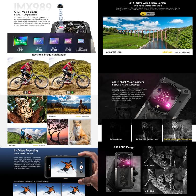 Ulefone Armor 28 Ultra Rugged Phone - 16GB RAM, 1TB Storage, Night Vision, 10600mAh Battery, 5G Connectivity, Android 14, MediaTek Dimensity 9300+ Octa Core