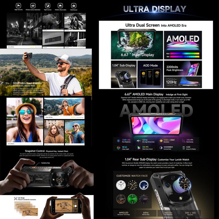 Ulefone Armor 28 Ultra Rugged Phone - 16GB RAM, 1TB Storage, Night Vision, 10600mAh Battery, 5G Connectivity, Android 14, MediaTek Dimensity 9300+ Octa Core