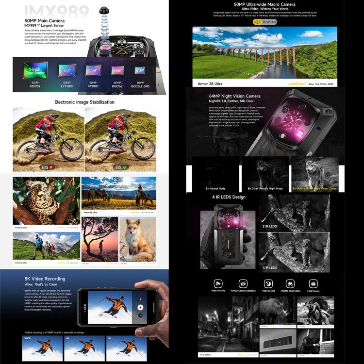 Ulefone Armor 28 Ultra Thermal Rugged Phone - 16GB+1TB, Night Vision, 10600mAh, 6.67" Android 14, MediaTek Dimensity 9300+ Octa Core, 5G, NFC