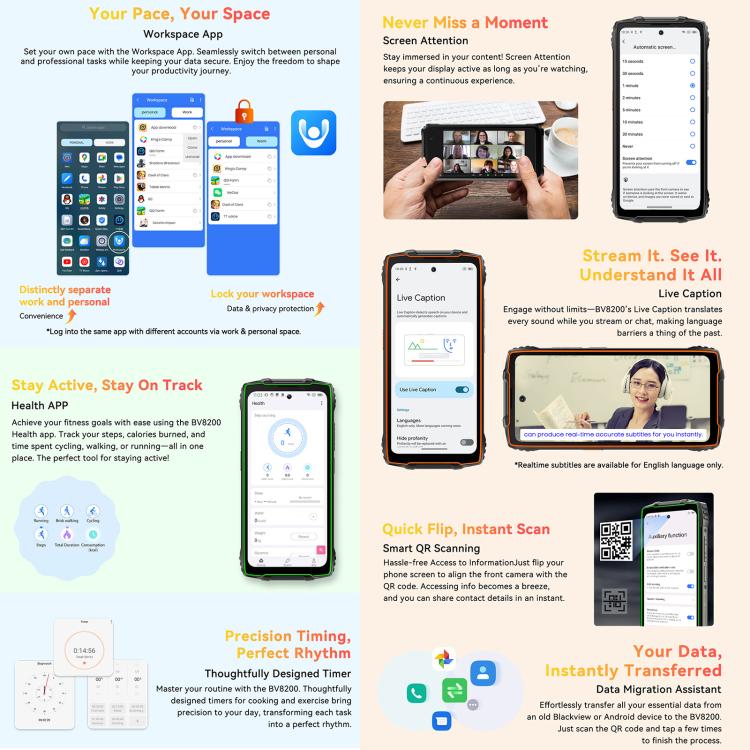 Blackview BV8200 Rugged Phone 12GB+256GB, 6.5 inch Display, Android 14, 4G Network, NFC