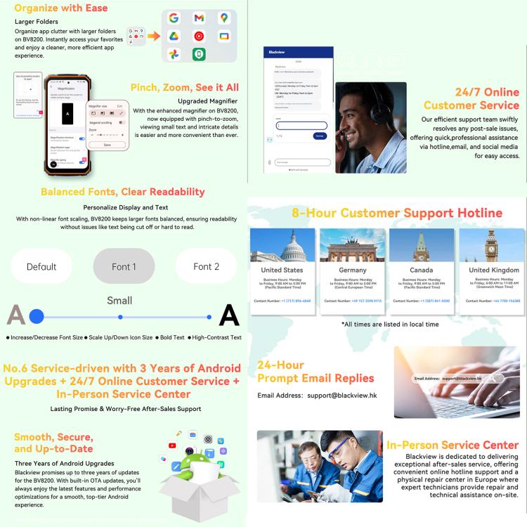 Blackview BV8200 Rugged Phone, 12GB+256GB, 6.5 inch 120Hz Main & 1.3" Secondary Display Android 14 MediaTek Helio G100