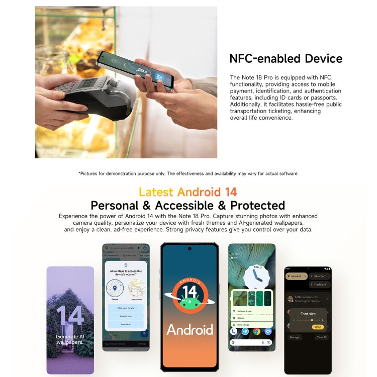 Ulefone Note 18 Pro, 6GB+256GB, Face ID & Side Fingerprint, 6.78 inch Android 14 MediaTek Helio G91