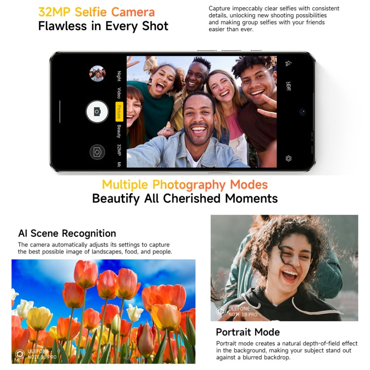 Ulefone Note 18 Pro, 6GB+256GB, Face ID & Side Fingerprint, 6.78 inch Android 14 MediaTek Helio G91