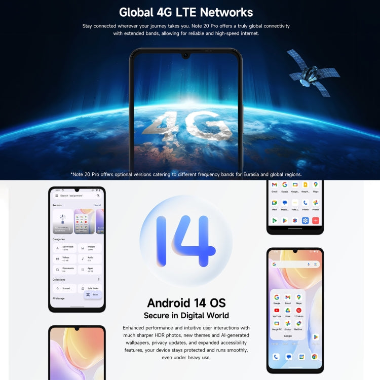 Ulefone Note 20 Pro, 4GB+128GB, Face ID & Side Fingerprint, 6000mAh, 6.75 inch Android 14 Unisoc T606 Octa Core