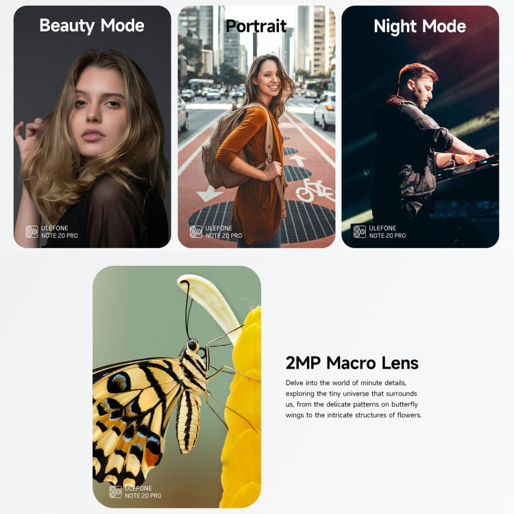 Ulefone Note 20 Pro, 4GB+128GB, Face ID & Side Fingerprint, 6000mAh, 6.75 inch Android 14 Unisoc T606 Octa Core
