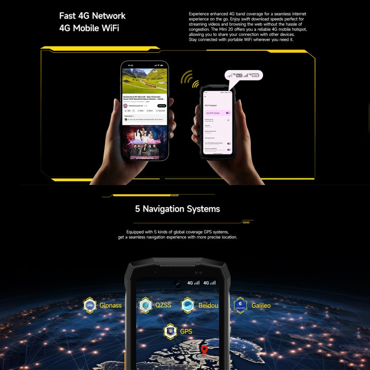 Ulefone Armor Mini 20, Night Vision, 8GB+256GB, Rugged Phone, 4.7 inch Android 14 MediaTek Dimensity 6300 Octa Core