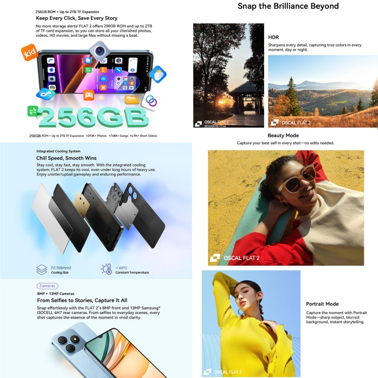 Blackview Oscal FLAT 2, 6.6 inch, 6GB+256GB, 5000 mAh, Android 14 Unisoc T606 Octa Core