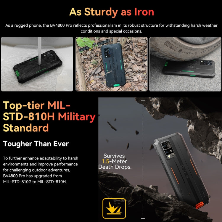 Blackview BV4800 Pro, 4GB+128GB, Rugged phone, Glove-Friendly Screen, 6.56 inch Android 14 Unisoc T606