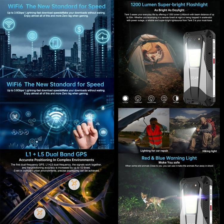 Unihertz Tank 3 / 8849, 16GB+512GB, 200MP Camera, Night Vision, 23800mAh Battery, 6.79 inch Android 13 Dimensity 8200 Octa Corer