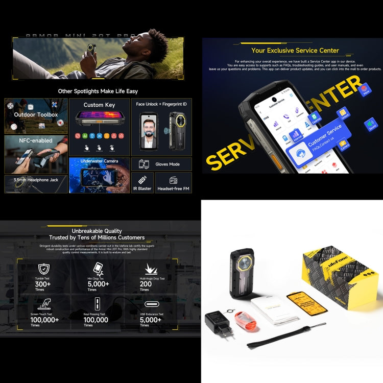 Ulefone Armor Mini 20T Pro 5G, Thermal Imaging, 8GB+256GB, IP68/IP69K Rugged Phone, 4.7 inch Android 14 MediaTek Dimensity 6300