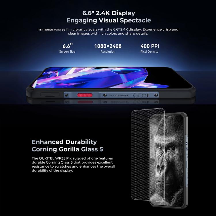 Oukitel WP35 Pro 5G Rugged Phone, 12GB+512GB, 6.6 inch, 11000mAh battery, 1460 hours standby time, MediaTek Dimensity 6300