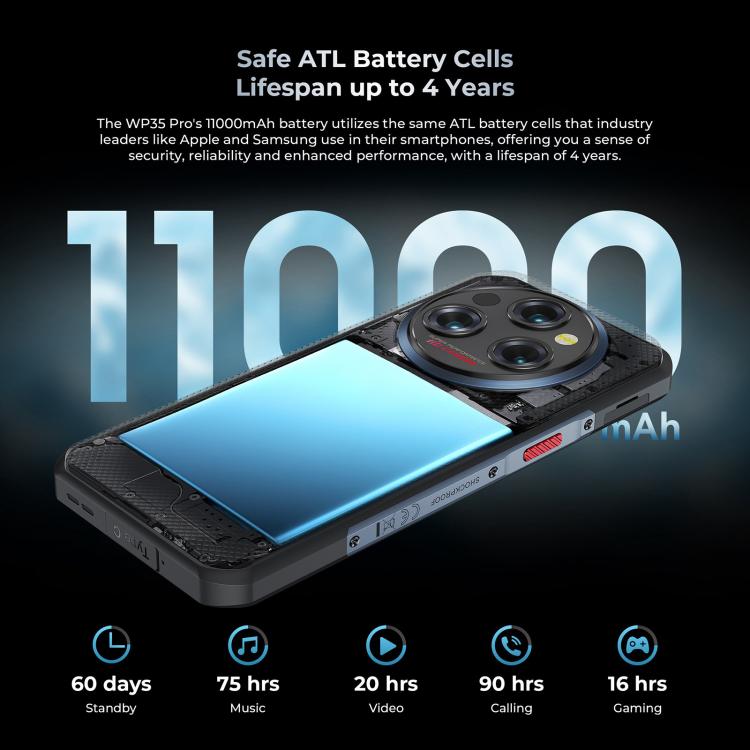 Oukitel WP35 Pro 5G Rugged Phone, 12GB+512GB, 6.6 inch, 11000mAh battery, 1460 hours standby time, MediaTek Dimensity 6300