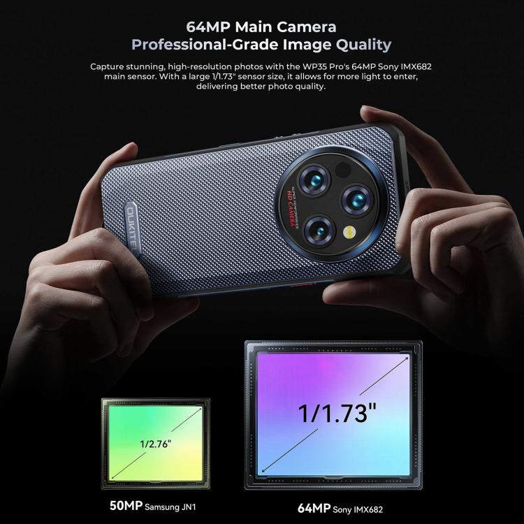 Oukitel WP35 Pro 5G Rugged Phone, 12GB+512GB, 6.6 inch, 11000mAh battery, 1460 hours standby time, MediaTek Dimensity 6300