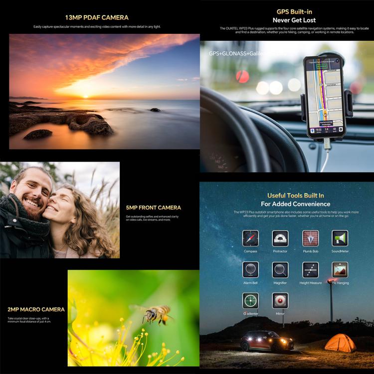 Oukitel WP23 Plus Rugged Phone 8GB+256GB, 6.52 inch Android 14.0, Unisoc T606 Octa-core, NFC, OTG, 4G Network