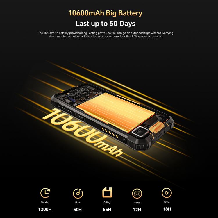 Oukitel WP23 Plus Rugged Phone, 8GB+256GB, 6.52 inch, 1200 hours standby time, Android 14.0 Unisoc T606 Octa-core