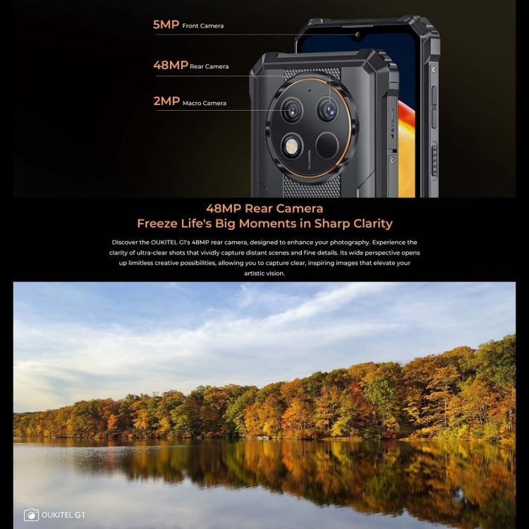 Oukitel G1 Rugged Phone - 6GB RAM, 256GB Storage, Fingerprint ID, 6.52" Android 14, T606 Octa Core, NFC, OTG, 4G Network