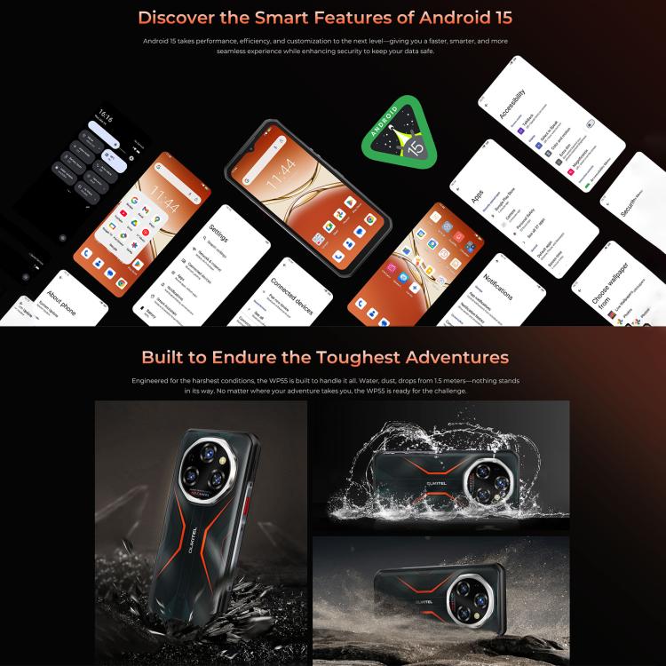 Teléfono robusto Oukitel WP55 5G: 12 GB + 256 GB, cámara de 108 MP, MediaTek Dimensity 7025, NFC, OTG
