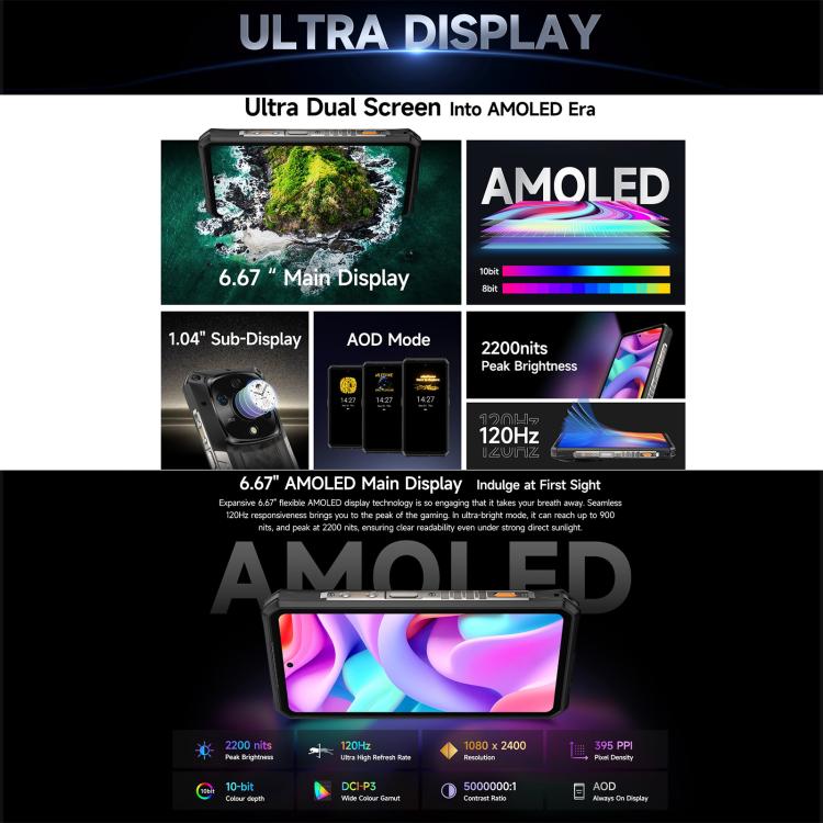 Ulefone Armor 28 Pro Rugged Phone, 16GB+512GB, Night Vision, 10600mAh, 6.67 inch + 1.04 inch Android 15 MediaTek Dimensity 7300 Octa Core, Network: 5G, NFC