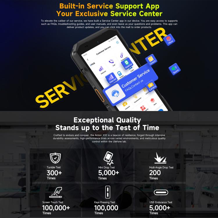Ulefone Armor X32 Rugged Phone - 6GB+128GB, Night Vision, 5.65 inch Android 14, MediaTek Helio G91, 4G, NFC, OTG