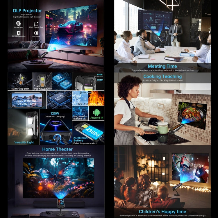 Unihertz 8849 Tank 2 Pro Night Vision Projector Rugged Phone, 12GB+256GB, 6.79 inch Android 14