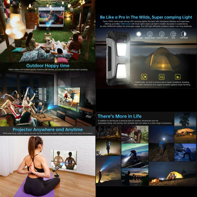 Unihertz 8849 Tank 2 Pro Night Vision Projector Rugged Phone, 12GB+256GB, 6.79 inch Android 14