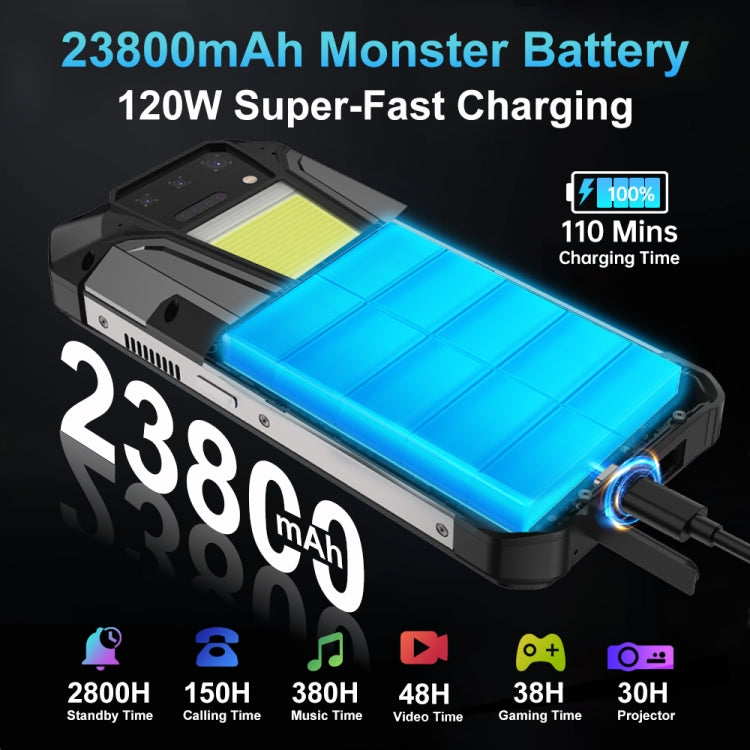 Teléfono robusto Unihertz Tank 2 Pro con proyector de visión nocturna, 12 GB + 256 GB, pantalla de 6,79 pulgadas, Android 14 MTK6789 Octa Core, red 4G