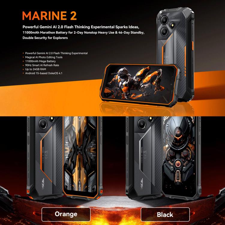 Blackview Oscal Marine 2 - 4 GB de RAM, 64 GB de almacenamiento, 6,56 pulgadas, Android 15, Unisoc UMS9230E T615, 4G, OTG, NFC