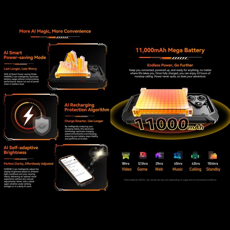 Blackview Oscal Marine 2, 4GB+64GB, 6.56 inch Android 15 Unisoc UMS9230E T615 Octa Core, Network: 4G, OTG, NFC, 4GB+64GB