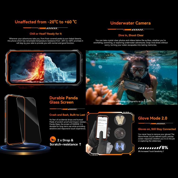 Blackview Oscal Marine 2 - 4 GB de RAM, 64 GB de almacenamiento, 6,56 pulgadas, Android 15, Unisoc UMS9230E T615, 4G, OTG, NFC
