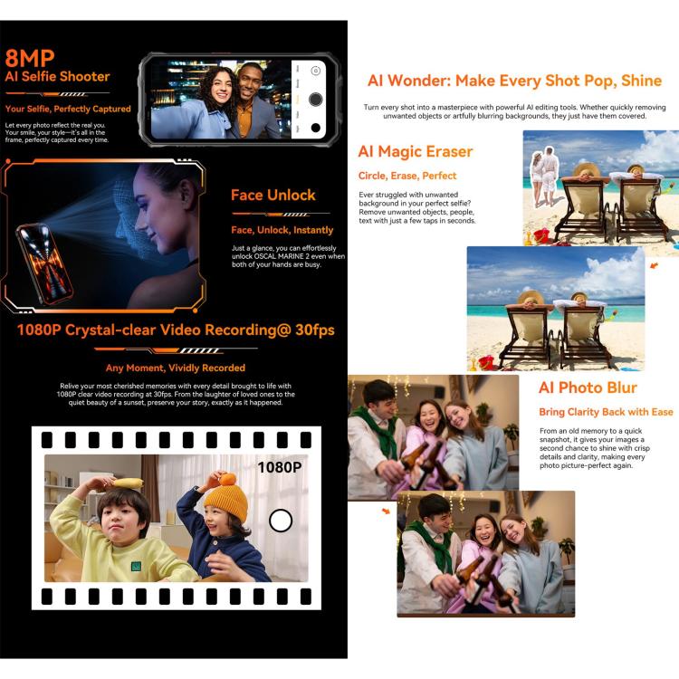 Blackview Oscal Marine 2 - 8GB RAM, 256GB Storage, 6.56 inch Display, Android 15, Unisoc UMS9230E T615 Octa Core, 4G Network, OTG, NFC