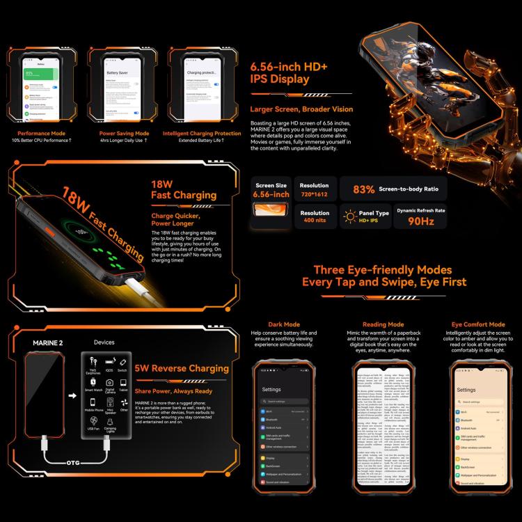 Blackview Oscal Marine 2, 8GB+256GB, 6.56 inch Android 15 Unisoc UMS9230E T615 Octa Core