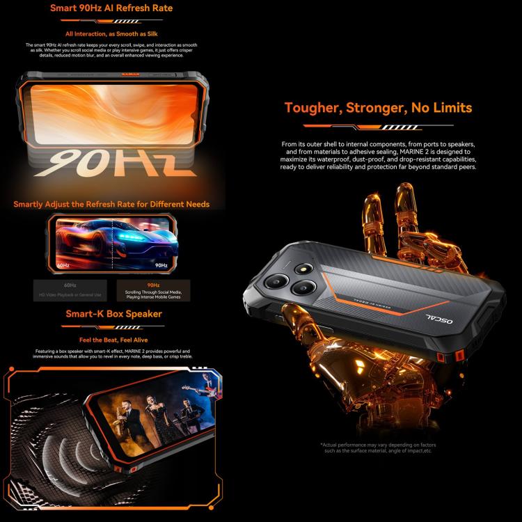 Blackview Oscal Marine 2 - 8GB RAM, 256GB Storage, 6.56 inch Display, Android 15, Unisoc UMS9230E T615 Octa Core, 4G Network, OTG, NFC