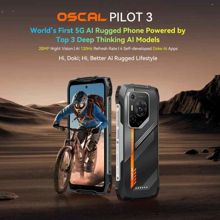 Blackview Oscal Pilot 3 5G Rugged Phone, 12GB+256GB, Night Vision Camera, 7500mAh, 6.56 inch Android 15 MediaTek Dimensity 6300