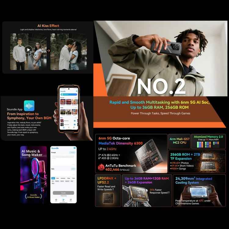 Blackview Oscal Pilot 3 5G Rugged Phone, 12GB+256GB, Night Vision Camera, 7500mAh, 6.56 inch Android 15 MediaTek Dimensity 6300