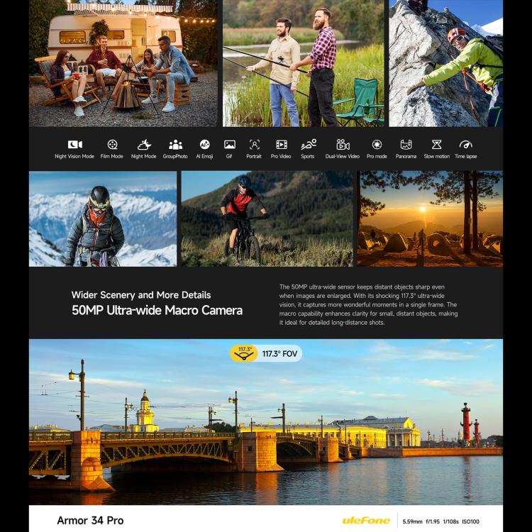 Ulefone Armor 34 Pro, 16GB+512GB, Night Vision, IP68/IP69K Rugged Phone, 6.95 inch Android 15 MediaTek Dimensity 7300 Octa Core, Network: 5G, NFC, OTG, Armor 34 Pro
