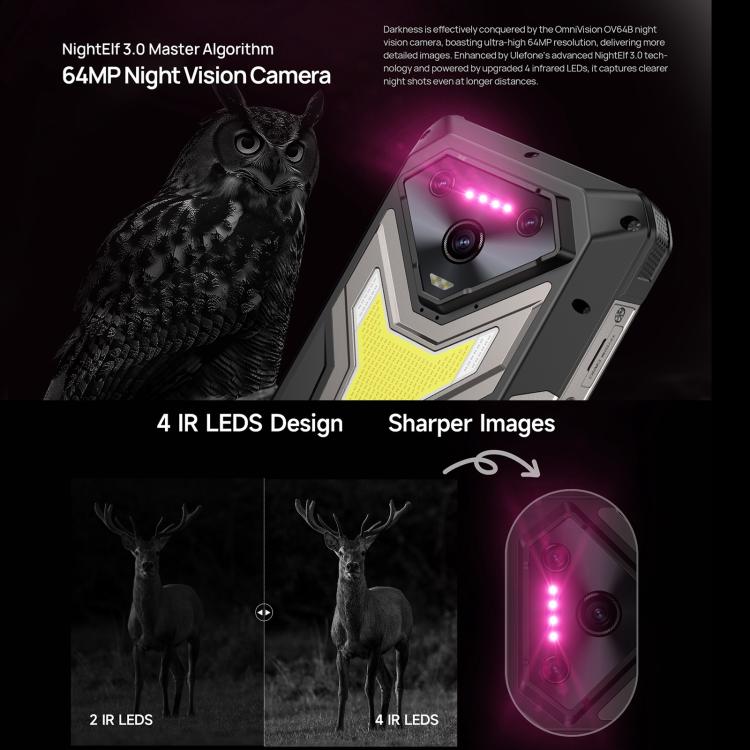 Ulefone Armor 34 Pro, 16GB+512GB, Night Vision, IP68/IP69K Rugged Phone, 6.95 inch Android 15 MediaTek Dimensity 7300 Octa Core, Network: 5G, NFC, OTG, Armor 34 Pro