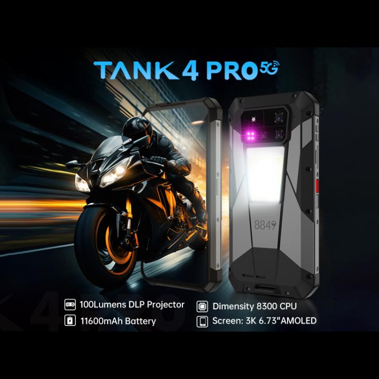 Teléfono robusto Unihertz Tank 4 Pro con proyector, 16 GB + 512 GB, visión nocturna, pantalla de 6,73 pulgadas, Android 13, 5G, NFC