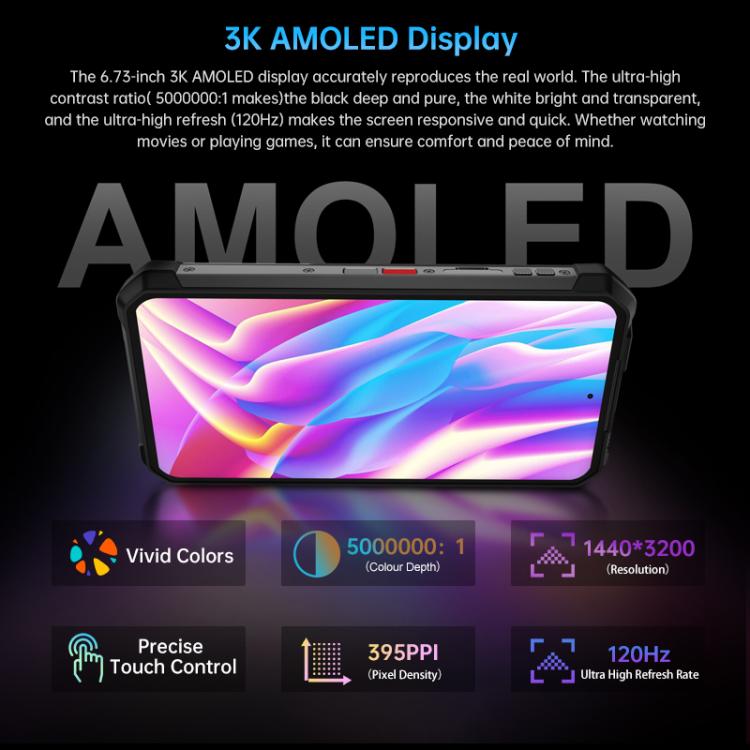 Teléfono robusto Unihertz Tank 4 Pro con proyector, 16 GB + 512 GB, visión nocturna, pantalla de 6,73 pulgadas, Android 13, 5G, NFC