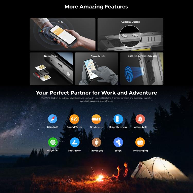 Teléfono robusto Oukitel WP100 TITAN 5G con telémetro láser, 12 GB + 512 GB, cámara de 200 MP, pantalla de 6,8 pulgadas, Android 14, MediaTek Dimensity 7300