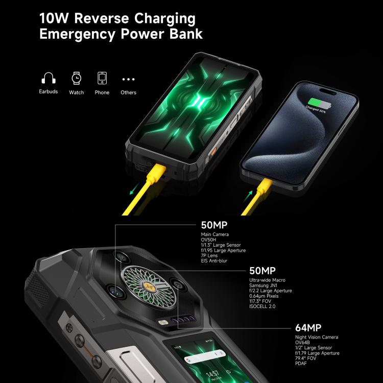 Ulefone Armor 33 Pro 5G Rugged Phone, 16GB+512GB, Night Vision, 6.95 inch + 3.4 inch Dual Screen Android 14 MediaTek Dimensity 7300X Octa Core