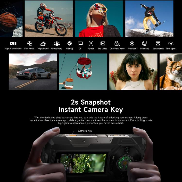 Teléfono robusto Ulefone Armor 33 Pro con 16 GB + 512 GB, visión nocturna, 5G, pantalla dual, Android 14, MediaTek Dimensity 7300X
