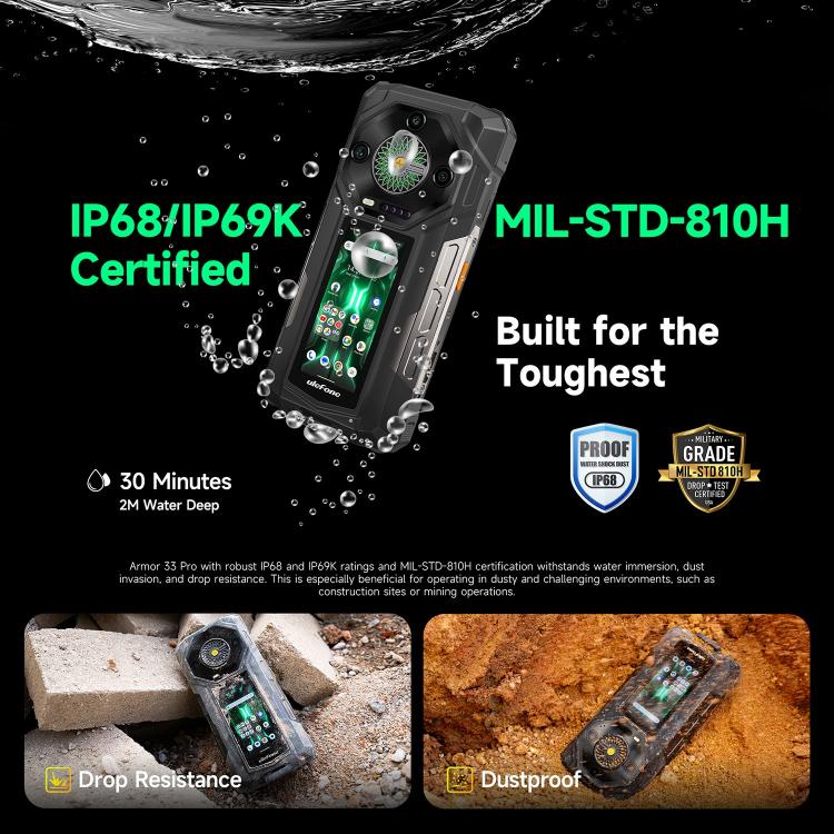 Ulefone Armor 33 Pro 5G Rugged Phone, 16GB+512GB, Night Vision, 6.95 inch + 3.4 inch Dual Screen Android 14 MediaTek Dimensity 7300X Octa Core