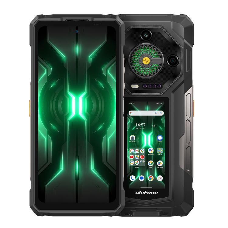 Teléfono robusto Ulefone Armor 33 Pro con 16 GB + 512 GB, visión nocturna, 5G, pantalla dual, Android 14, MediaTek Dimensity 7300X