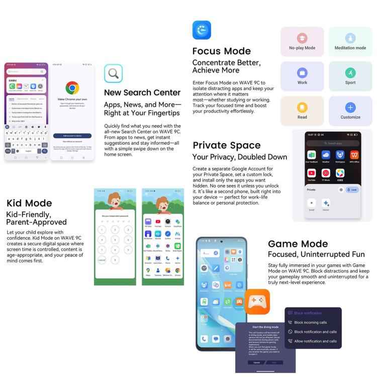 Blackview WAVE 9C, 4GB+64GB, 6.56 inch Android 15 Unisoc T603 SC9863A Octa Core