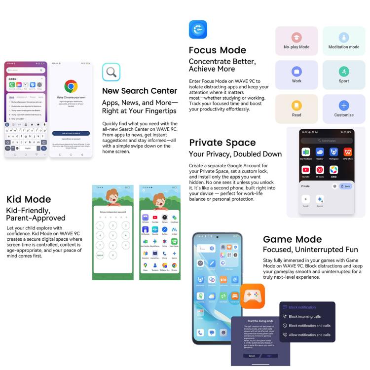 Blackview WAVE 9C, 4GB+64GB, 6.56 inch Android 15 Unisoc T603 SC9863A Octa Core