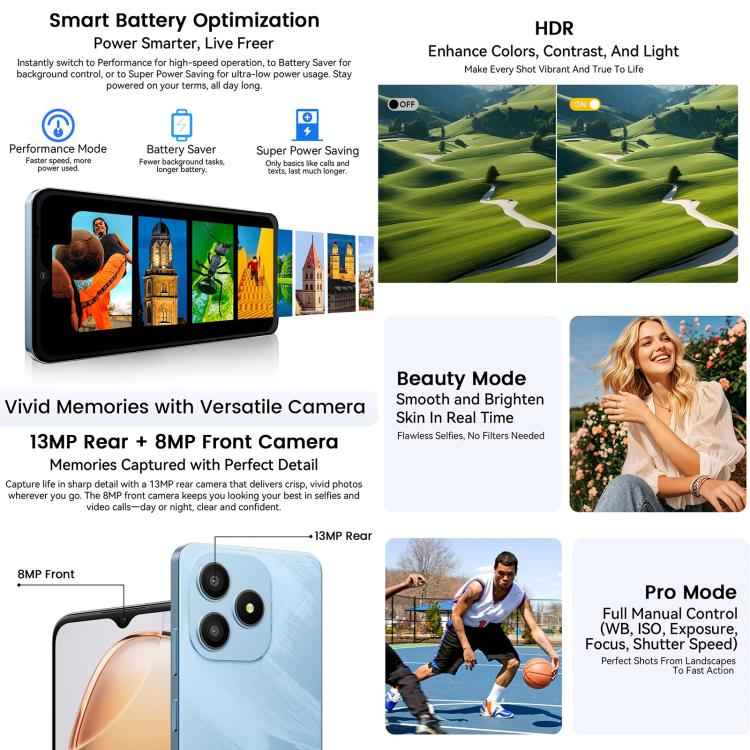 Blackview WAVE 9C, 4GB+64GB, 6.56 inch Android 15 Unisoc T603 SC9863A Octa Core