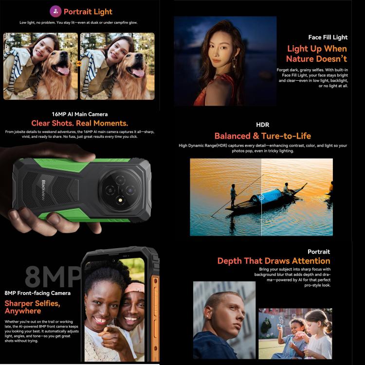 Blackview FORT 1 Smartphone - 6GB+256GB, 6.56 inch Display, Android 15, Unisoc UMS9230E T615 Octa Core, 4G Network, OTG, NFC